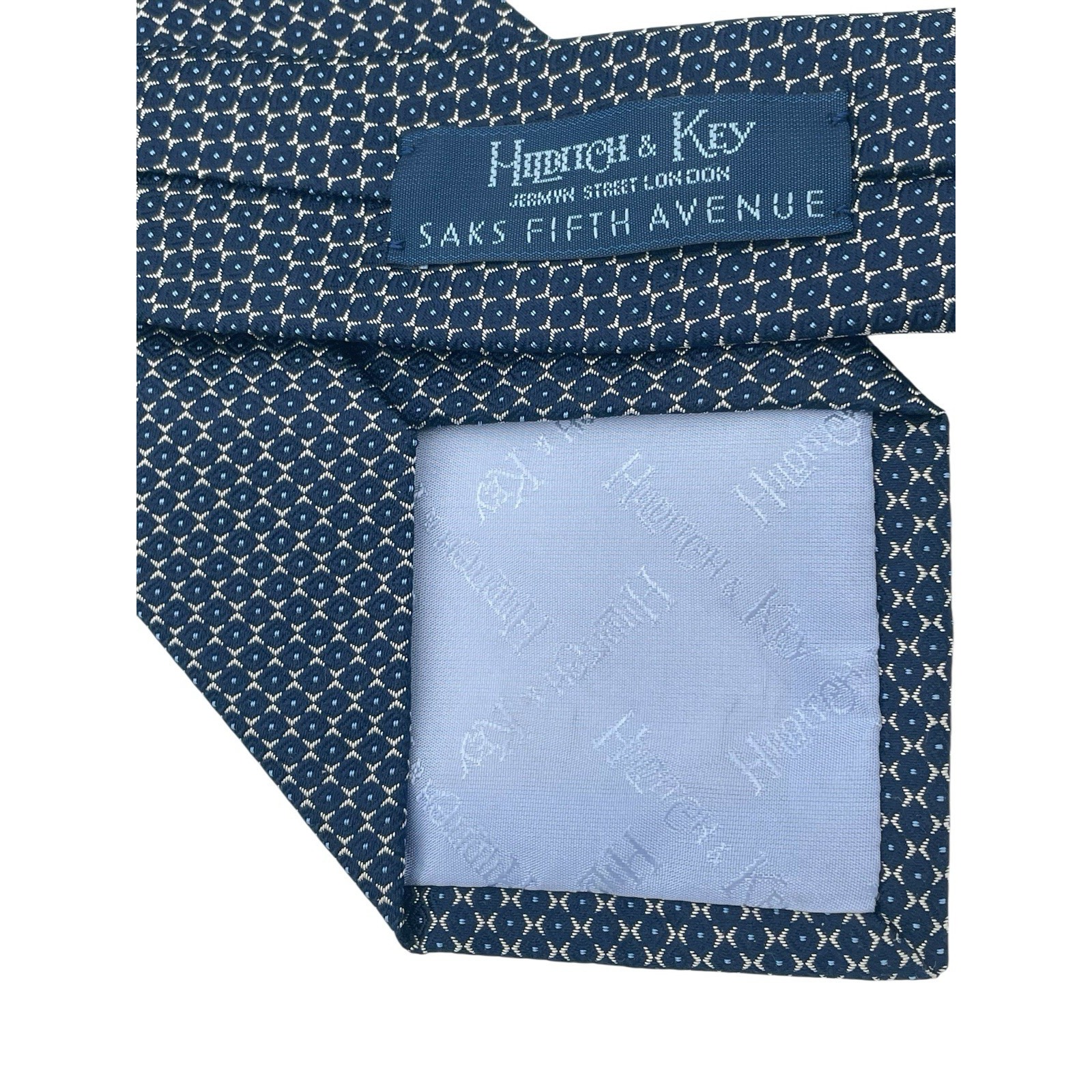 Hilditch & Key Tie Blue & Gold Squares Sz 3.5x59" Silk Mens Tie (Tc24) Nw/Ots — image 2 of 5